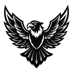Eagle with spread wings tattoo vector design