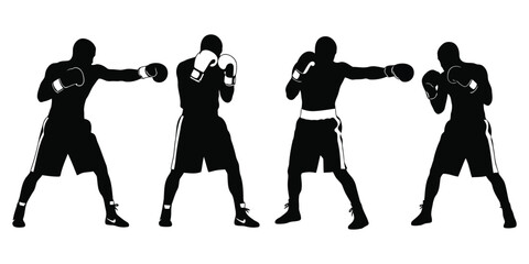 Silhouettes of Boxers Throwing Punches boxing sport