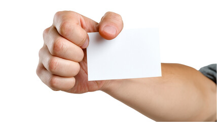 Hand holding a blank white business card, perfect for adding your custom contact information, logo, or design.