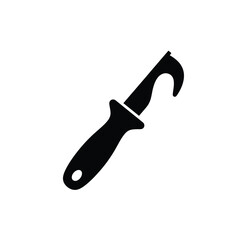 Black hook knife tool icon on white background vector