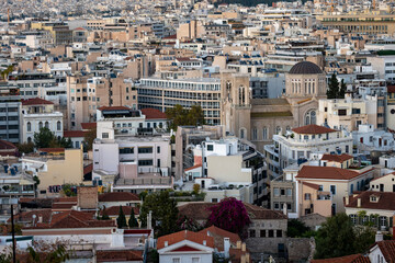 View of Athens at sunset 