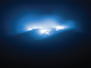 Abstract deep blue luminous design with geometric shapes and modern aesthetic elements