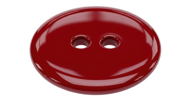 Shiny dark red button isolated PNG on transparent background, sewing and craft supply for fashion design and garment making