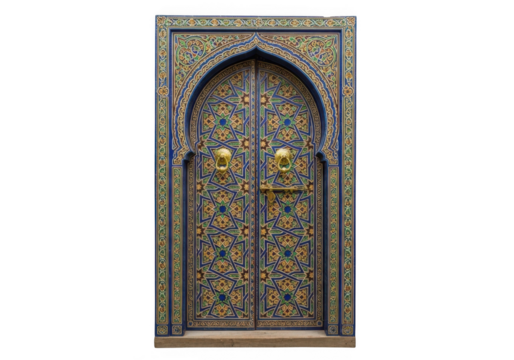 Ornate moroccan door with intricate design isolated on transparent background