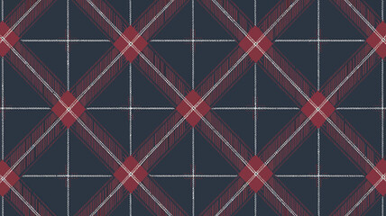 Dark navy and red plaid pattern with white stripes background