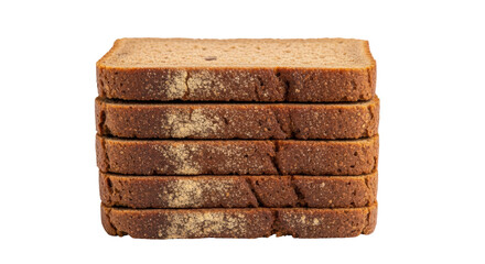 Stack of dark rye bread slices isolated PNG, healthy whole grain bread for sandwiches and breakfast on transparent background