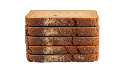 Stack of dark rye bread slices isolated PNG, healthy whole grain bread for sandwiches and breakfast on transparent background