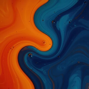 Abstract macro image showing two viscous substances flowing together, melting into an inseparable blend of color and texture, symbolizing union, drip, seamless, blending