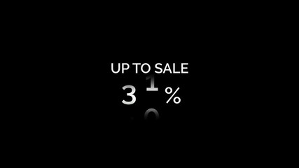 Up to 80 Percent Off Sale Promotion Colorful Glowing Text on Black Background 4K.