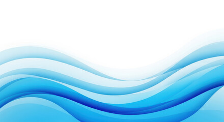 Abstract blue waves flowing across white background
