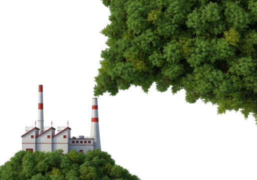 Sustainable industry green smoke concept isolated on transparent background