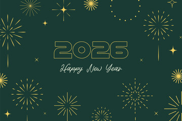 Obraz premium New year 2026 fireworks greeting card elegant luxury corporate golden style. Happy new year.