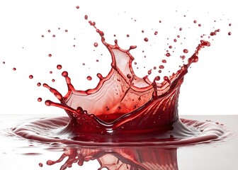 Dramatic red liquid splash creates a crown shape against a bright white background