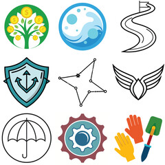 Stylized circular tree logo with money elements