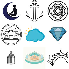 Centrally aligned vector illustration of a person sitting