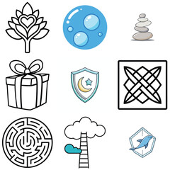 Stylized tree logo design with vibrant color options