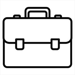 Briefcase icon outline art; business bag symbol; professional travel isolated on white background, Vector