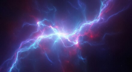 Fototapeta premium Cosmic Nebula Electric Lightning Space Background