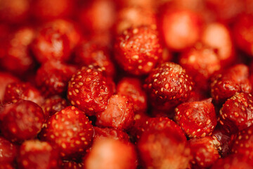red strawberry berries, food backgroung, tasty and delicious, selective focus