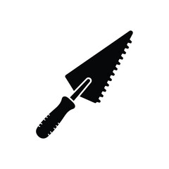 Black notched trowel tool silhouette on white background