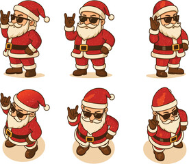Cool Santa with Sunglasses and Rock Gestures