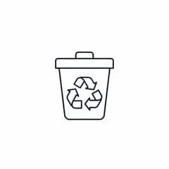 Simple Line Drawing of a Recycling Bin with Recycle Symbol.