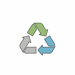 Obraz premium Recycle Symbol with Arrows in Green, Gray, and Blue.