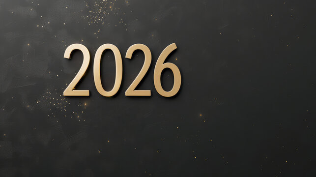 A stylish New Year banner highlights the year 2026 on a sleek black background. This minimalist design adds an elegant touch to celebration events and gatherings