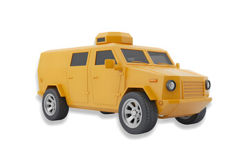 Plastics design armored car on white background.
