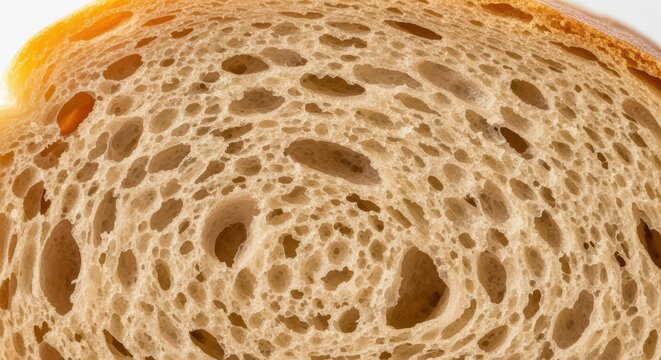 Close-up of sliced whole wheat bread with airy texture