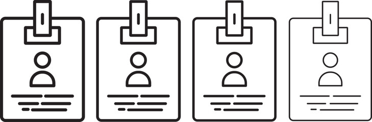 Identification and security line icon set, Flat design identification badge symbol for security access collection. Employee clerk card, driver license, Identification card illustration,

