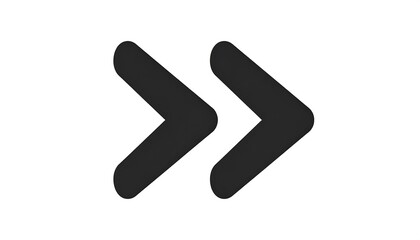 Double Chevron Two overlapping dark grey chevron shapes, pointed towards the right, on a stark white background