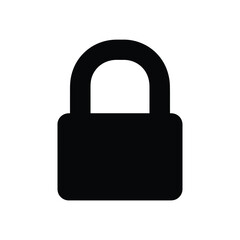 Black padlock icon on white background security safety