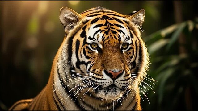 Close up Majestic Tiger Roaring Aggressively in Jungle Sunlight