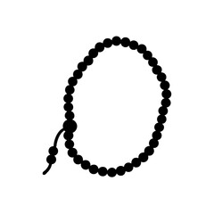 Illustration of a beaded bracelet in black color on transparent background silhouette