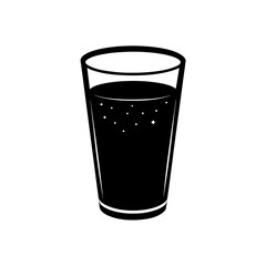 Illustration of a glass filled with dark liquid on transparent background silhouette