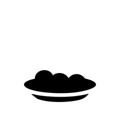 Black silhouette of food on a plate illustration on transparent background