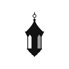 Illustration of a simple black hanging lantern on transparent background silhouette