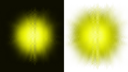 Set of two yellow starburst-explosion effects on dark and transparent backgrounds, suitable for overlay.