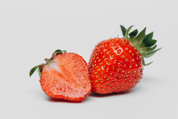 red strawberry berries isolated on white backgroung, tasty and delicious food