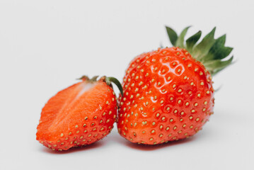 red strawberry berries isolated on white backgroung, tasty and delicious food