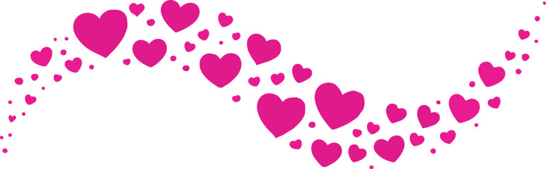 Wavy Trail of Pink Gradient Hearts valentine day Flowing Design