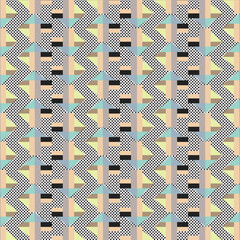 Playful Pastel Geometric Pattern with Retro Shapes, Soft Color Blocks, and Repeating Abstract Diamond Motifs in a Light, Vintage-Inspired Optical Art Design Used for wallpaper, backgrounds, textiles.