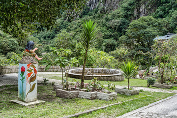 Small park along Urubamba river in Aguas Calientes