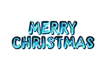 Blue icy Merry Christmas text with frosty outline