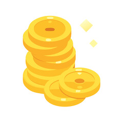 Gold coin stack icon for prosperity and good fortune
