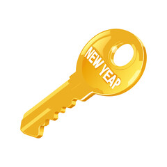 Golden key with "New Year" inscription icon