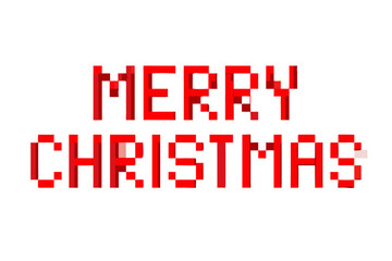 Pixelated Merry Christmas text in retro 8-bit style