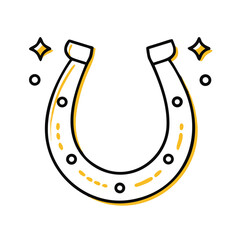 Lucky horseshoe icon with minimal style and sparkles