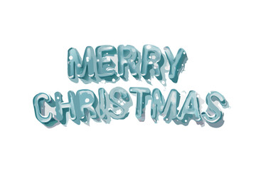 Icy Merry Christmas text in 3D snow style